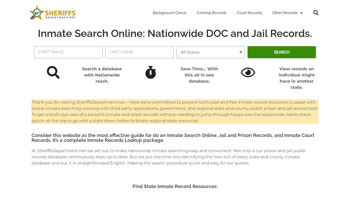 Inmate Search Online: Nationwide DOC and Jail Records.